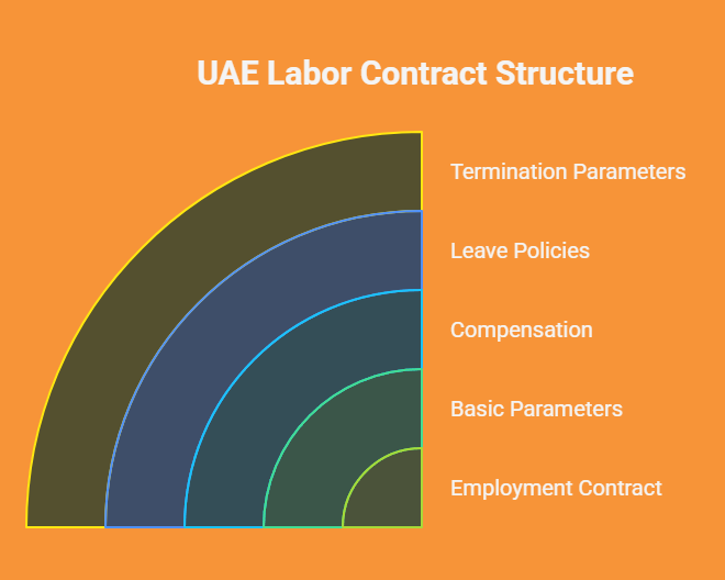 According to Federal Decree-Law No. 33, what must a UAE labor contract contain